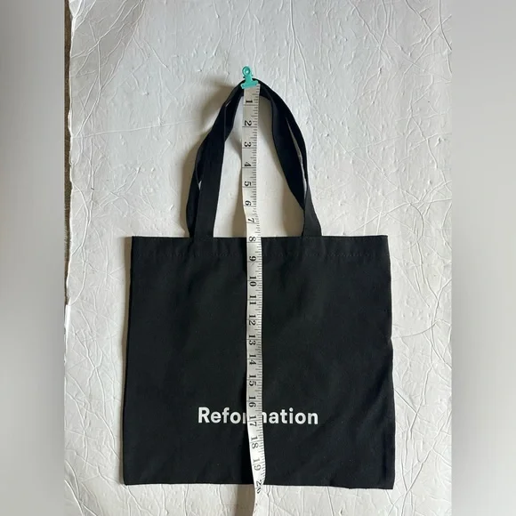 Reformation Women’s Black Cotton Small Tote with White Logo- Size 13x12 - Picture 7 of 7